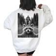 Raccoon & Bigfoot Women's Sweatshirt - Cute Oversized Back Print White