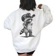 Raccoon Cowboy Graphic Sweatshirt - Oversized Back Print for Men & Women White