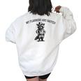 Raccoon Cowboy Oversized Women's Sweatshirt - Graphic Back Print White