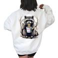 Raccoon Eating Instant Noodle Cup For Women Men Women's Oversized Sweatshirt Back Print White