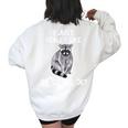 Raccoon Love Oversized Women's Sweatshirt - Cute Back Print White