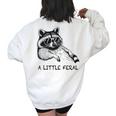 Raccoon Moon Trash Panda Women's Oversized Sweatshirt - Cozy Back Print White
