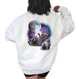 Raccoon Moonlit Howl Women's Oversized Sweatshirt | Back Print Style White