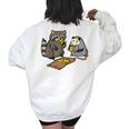 Raccoon Opossum Eating Pizza Street Cats Men Women Kid Women's Oversized Sweatshirt Back Print White
