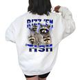 Raccoon Rizz Autism Meme Women's Oversized Sweatshirt - Fun & Unique White