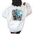 Raccoon Shirt 3 Racoons Howling At Moon Weird Cursed Women's Oversized Sweatshirt Back Print White