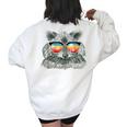 Raccoon With Sunglasses Retro Raccoon Animal Lover Women's Oversized Sweatshirt Back Print White