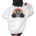 Raccoon Trash Can Not Cant Street Cat Men Women Kids Women's Oversized Sweatshirt Back Print White