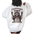 Raccoon Unhinged And Feral Retro Raccoon Feral Summer Women's Oversized Sweatshirt Back Print White
