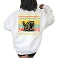 Retro Angry Raccoon Sweatshirt—Women's Oversized Back Print White