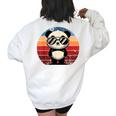 Retro Panda In Sunglasses BBQ Pool Party Panda Women's Oversized Sweatshirt Back Print White