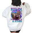 Retro Raccoon Meme Women's Oversized Sweatshirt | Fun Back Print White
