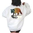 Retro Raccoon Women's Oversized Sweatshirt - Vintage Moon Design White