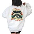 Retro Trash Panda Raccoon Women's Oversized Sweatshirt - Fun Back Print White