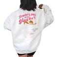 Strawberry Jam Raccoon Women's Oversized Sweatshirt | Back Print White