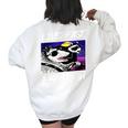 Street Cats Trash Pandas Enthusiasts Live Fast Eat Trash Panda Raccoon Opossum Enthusiasts -Adults Cotton Blend Women's Oversized Sweatshirt Back Print White