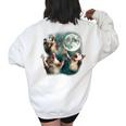 Three Possum Moon Meme Women's Oversized Sweatshirt – Fun & Unique White
