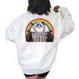Trash Can Not Trash Can't Raccoon Trash Panda Women's Oversized Sweatshirt Back Print White