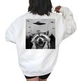 UFO Raccoon Oversized Sweatshirt - Fun Back Print for Men, Women & Kids White