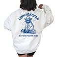 Undiagnosed But I'm Pretty Sure Cowboy Raccoon Meme Women's Oversized Sweatshirt Back Print White
