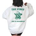 The Vibes Are In Shambles Sarcastic Raccoon Cowboy Women's Oversized Sweatshirt Back Print White