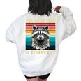 Vintage Raccoon Women's Sweatshirt - Oversized Retro Style Back Print White