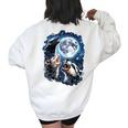 Women's Oversized Sweatshirt - Animal Howling Meme - Cozy Design White