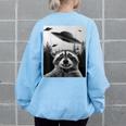 Alien UFO Raccoon Women's Oversized Sweatshirt Back Print Light Blue