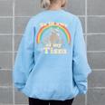 Autism Be In Awe Of My 'Tism Meme Autistic Raccoon Women's Oversized Sweatshirt Back Print Light Blue
