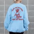 Cowboy Raccoon Oversized Sweatshirt - Women's Western Casual Wear Light Blue