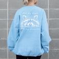 Cute Baby Raccoon Women's Oversized Sweatshirt | Fun Back Print Light Blue