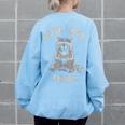 Cute But Feral Sarcastic Raccoon Small Women's Oversized Sweatshirt Back Print Light Blue