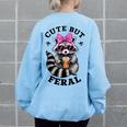 Cute Raccoon Oversized Sweatshirt - Fun Back Print for Women Light Blue