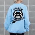 Cute Trash Panda Raccoon Save The Trash Panda Meme Women's Oversized Sweatshirt Back Print Light Blue