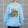 Everything Is Trash Retro Raccoon Lover Camping Women's Oversized Sweatshirt Back Print Light Blue
