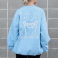 Feral Era Raccoon Women's Oversized Sweatshirt - Moon Theme Light Blue