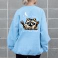 Funny Raccoon Sweatshirt - Oversized Women's Back Print Light Blue
