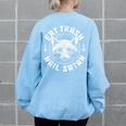 Gothic Raccoon Women’s Oversized Sweatshirt – Fun Back Print Light Blue