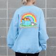 Groovy This Little Light-Of Mine Dumpster Fire Raccoon Women's Oversized Sweatshirt Back Print Light Blue