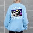 Live Fast Eat Trash Women's Sweatshirt - Raccoon & Opossum Fun Light Blue