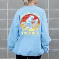 Get In Loser Raccoon Opossum Trash Panda Women's Oversized Sweatshirt Back Print Light Blue