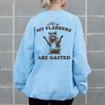 Oversized Raccoon Sweatshirt for Women - Quirky & Fun Back Print Light Blue