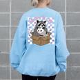 Possum Racoon Adopt A Cat Team Trash Opossums Raccoons Small Women's Oversized Sweatshirt Back Print Light Blue