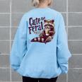 Raccoon Coffee Lover Women's Sweatshirt - Vintage & Oversized Light Blue