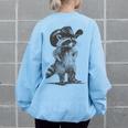Raccoon Cowboy Graphic Sweatshirt - Oversized Back Print for Men & Women Light Blue