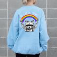 Raccoon LGBTQ Pride | Be Gay Do Crime Rainbow Women's Oversized Sweatshirt Light Blue