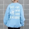Raccoon Lover Oversized Sweatshirt - Back Print for Women Light Blue