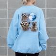 Raccoon Moon Howling Oversized Women's Sweatshirt - Back Print Light Blue
