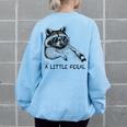 Raccoon Moon Trash Panda Women's Oversized Sweatshirt - Cozy Back Print Light Blue