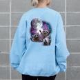 Raccoon Moonlit Howl Women's Oversized Sweatshirt | Back Print Style Light Blue